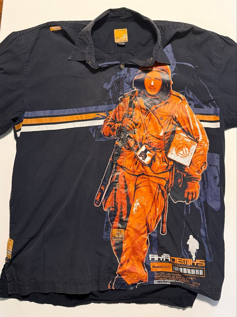 Akademiks AOP All Over Print Button Up Shirt Mens 3XL Y2K Streetwear Military